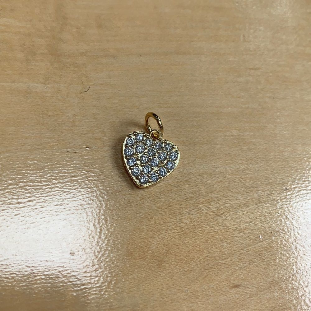 14K Gold Plated Sterling Silver CZ Heart Charm